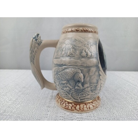 Bald Eagle Stein Woodlands Series In Original Box Forest Artwork With Eagles - Picture 11 of 12